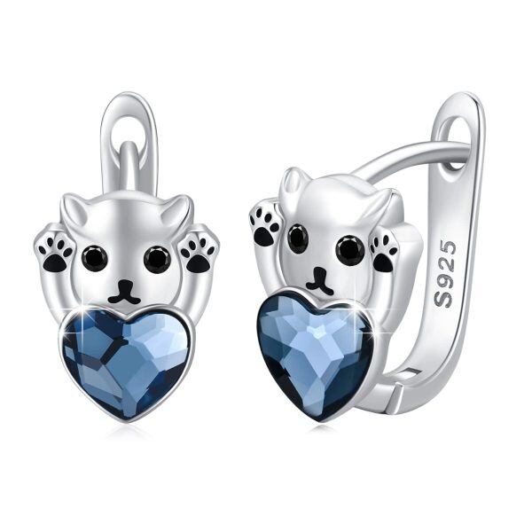 Sterling Silver Cat Earrings-0