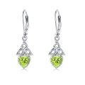 wholesale 925 Sterling Silver Heart-Shaped Peridot Celtic Knot Dangle Earrings for Women-0-0