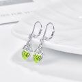 wholesale 925 Sterling Silver Heart-Shaped Peridot Celtic Knot Dangle Earrings for Women-0-2