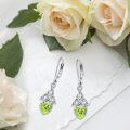 wholesale 925 Sterling Silver Heart-Shaped Peridot Celtic Knot Dangle Earrings for Women-0-5