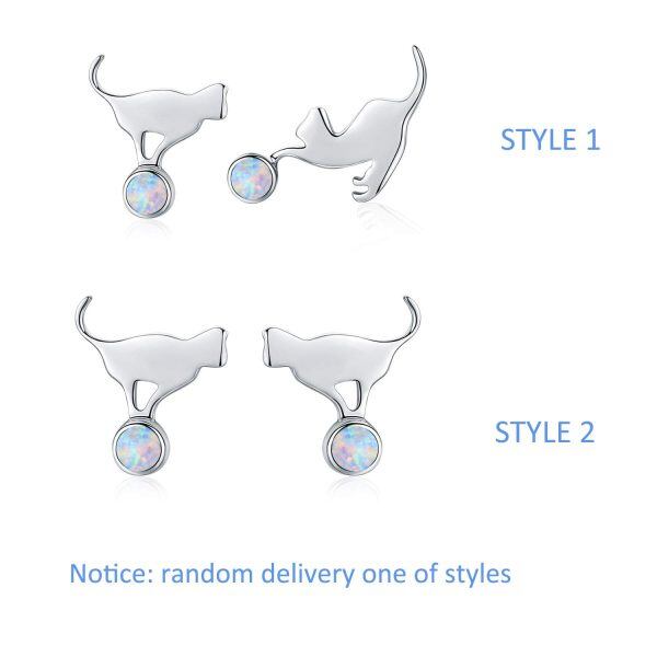 Sterling Silver Cat Studs Earrings-1