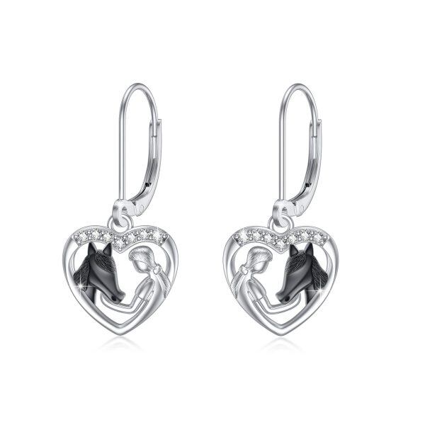 Sterling Silver Horse And Girl Earrings-0