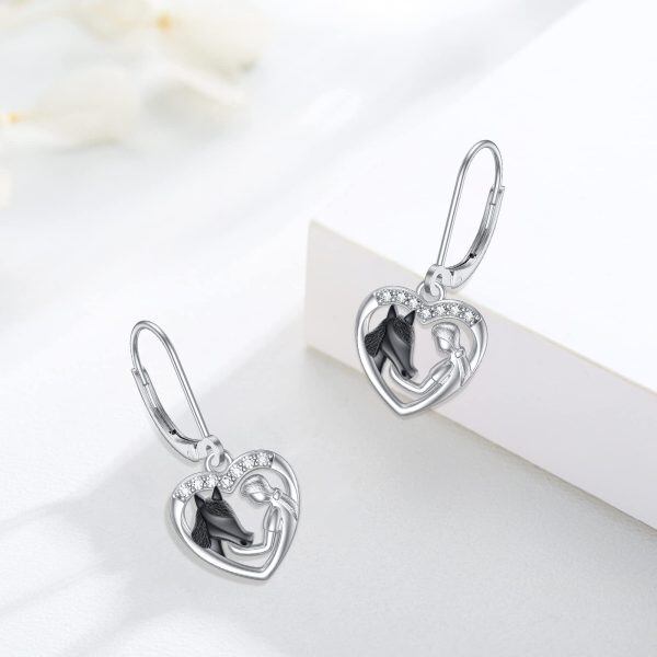 Sterling Silver Horse And Girl Earrings-1