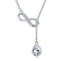 wholesale 925 Sterling Silver Infinity CZ Teardrop Pendant Necklaces for Women Girls s-0-0