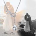 wholesale 925 Sterling Silver Infinity CZ Teardrop Pendant Necklaces for Women Girls s-0-4