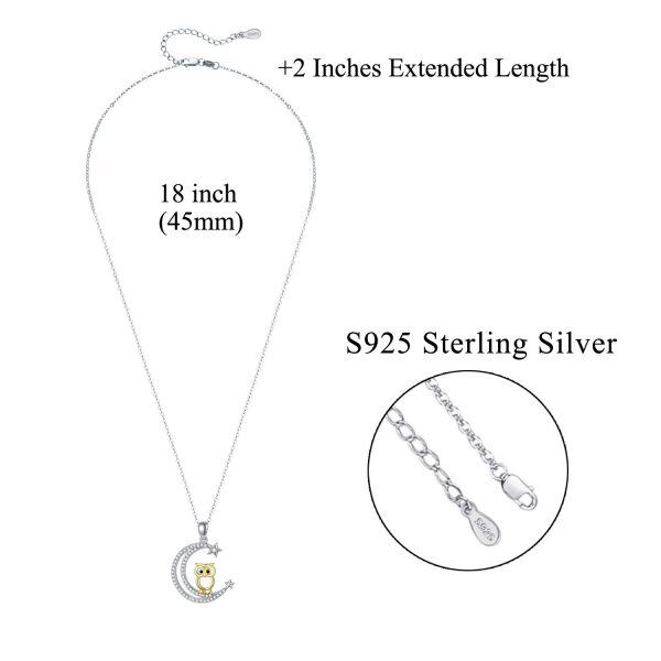 Sterling Silver Owl Moon Necklace-6