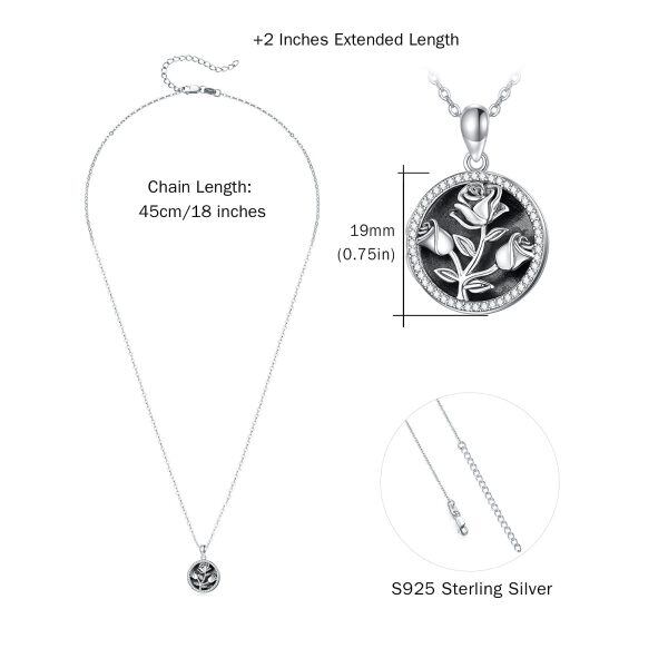 Sterling Silver Rose Flower Necklace-4