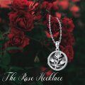 wholesale 925 Sterling Silver Round Rose Flower Photo Locket Pendant Necklaces for Women-0-5