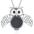 wholesale 925 Sterling Silver Owl Photo Locket Pendant Necklace for Women-0-0