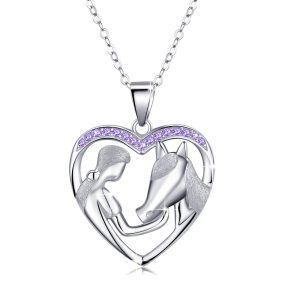 Sterling Silver Horse And Girl Necklace-0