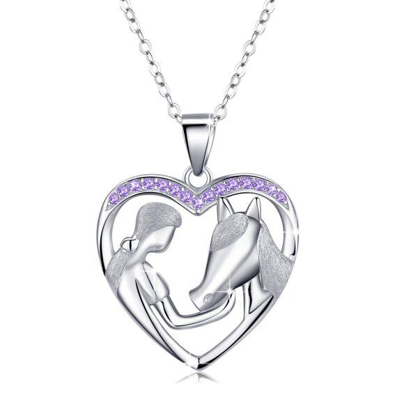 Sterling Silver Horse And Girl Necklace-0