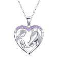 wholesale 925 Sterling Silver Purple Crystal Heart Horse Pendant Necklace Lucky Charm s for Women GirlsCowgirlsEquestrianBirthdayMother'sDay-0-0