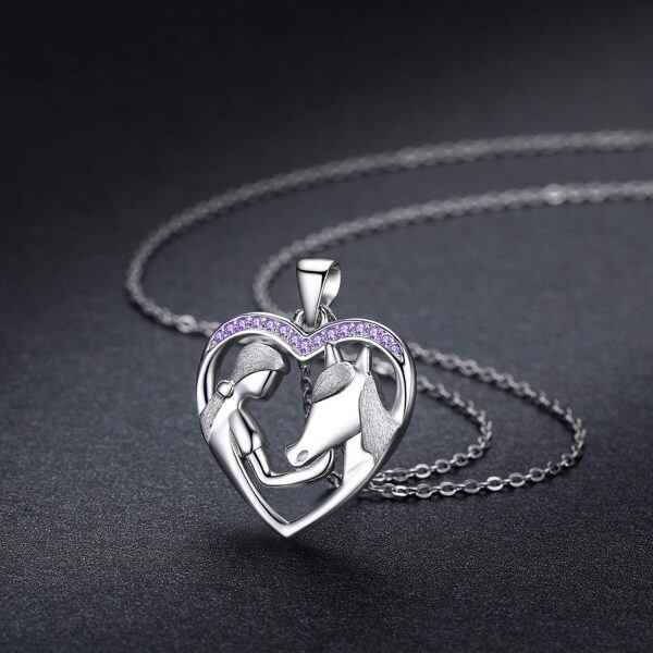 Sterling Silver Horse And Girl Necklace-1