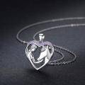wholesale 925 Sterling Silver Purple Crystal Heart Horse Pendant Necklace Lucky Charm s for Women GirlsCowgirlsEquestrianBirthdayMother'sDay-0-1