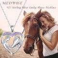 wholesale 925 Sterling Silver Purple Crystal Heart Horse Pendant Necklace Lucky Charm s for Women GirlsCowgirlsEquestrianBirthdayMother'sDay-0-5