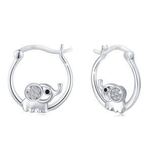 Sterling Silver Elephant Earrings-0