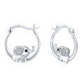 wholesale 925 Sterling Silver Elephant Hoop Earrings with Cubic Zirconia for Women-0-0