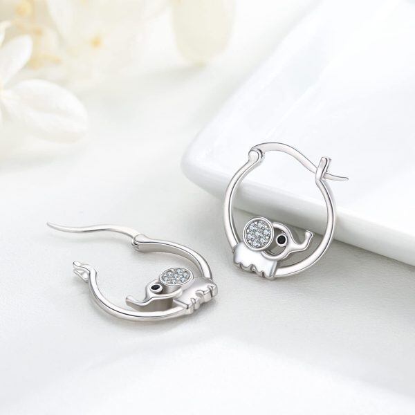 Sterling Silver Elephant Earrings-1