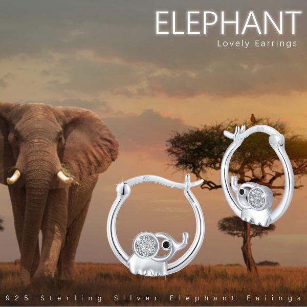 Sterling Silver Elephant Earrings-2