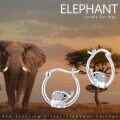 wholesale 925 Sterling Silver Elephant Hoop Earrings with Cubic Zirconia for Women-0-2