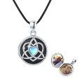 wholesale 925 Sterling Silver Celtic Heart Photo Locket Pendant with Leather Chain and Blue Crystal Centerpiece - Wholesale Jewelry for Women-0-0