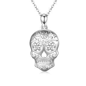 Sterling Silver Skull Necklace-0