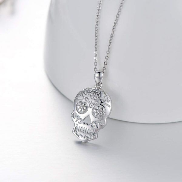 Sterling Silver Skull Necklace-1