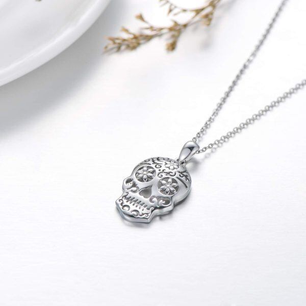 Sterling Silver Skull Necklace-2