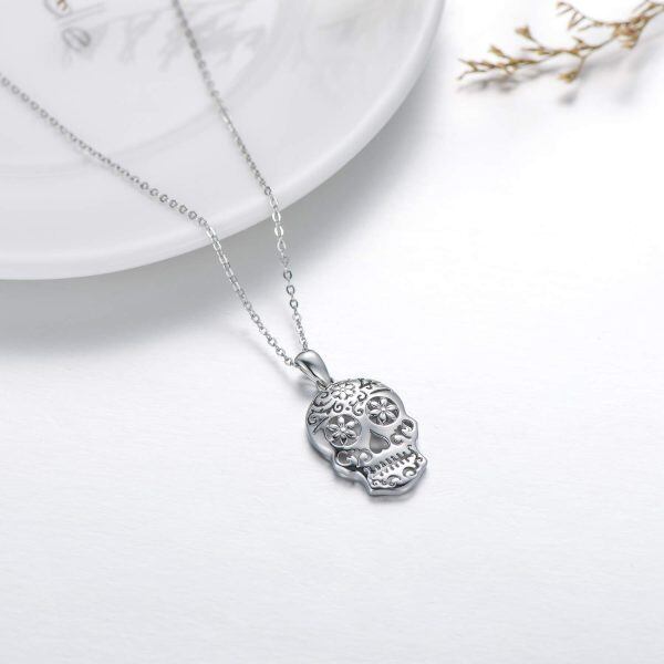 Sterling Silver Skull Necklace-3