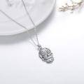 wholesale 925 Sterling Silver Floral Sugar Skull Pendant Necklace for Women-0-3