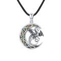 wholesale 925 Sterling Silver Celtic Dragonfly Moon Pendant Necklace with Abalone Shell Inlay for Women-0-0