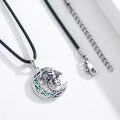 wholesale 925 Sterling Silver Celtic Dragonfly Moon Pendant Necklace with Abalone Shell Inlay for Women-0-2