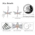 wholesale 925 Sterling Silver Dragonfly Heart Charm Leverback Hoop Earrings Celtic Knot Design  for Women-0-1