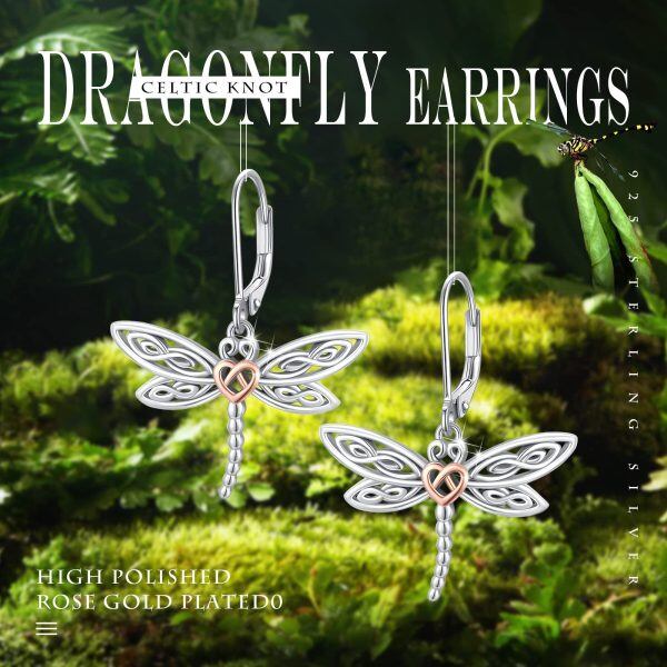 Sterling Silver Celtic Dragonfly Earrings-4