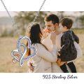 wholesale 925 Sterling Silver Purple Crystal Double Heart Pendant Necklace for Women-0-1