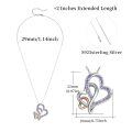 wholesale 925 Sterling Silver Purple Crystal Double Heart Pendant Necklace for Women-0-3