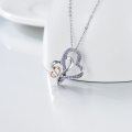 wholesale 925 Sterling Silver Purple Crystal Double Heart Pendant Necklace for Women-0-4