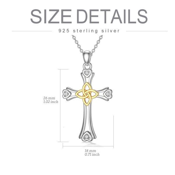 Sterling Silver Cross Celtic Heart Necklace-3