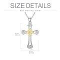 wholesale 925 Sterling Silver Celtic Heart Cross Pendant Necklace with Gold Accents and Cubic Zirconia Stones for Women-0-3