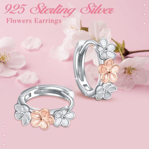 Sterling Silver Flower Earrings-3