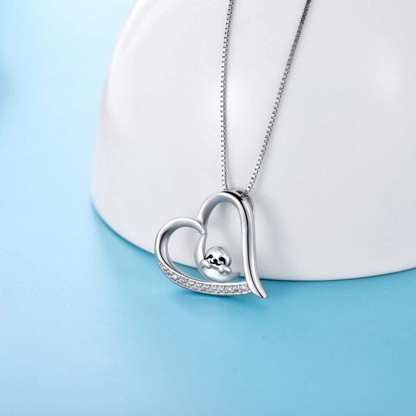 Sterling Silver Sloth Heart Necklace-1