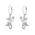 wholesale 925 Sterling Silver 925 Multicolor Crystal Heart Mermaid Drop Earrings for Women-0-0
