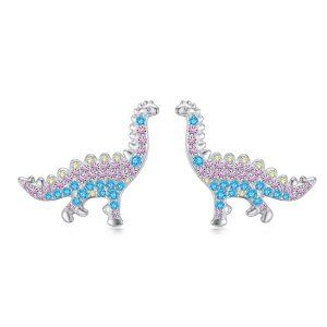 Sterling Silver Dinosaur Earrings-0