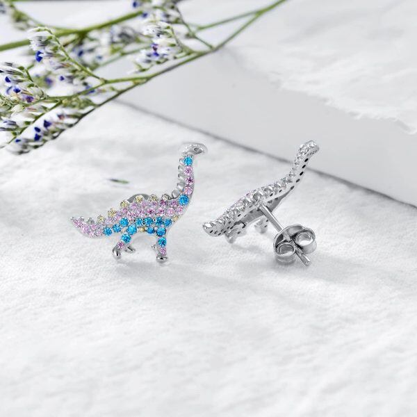 Sterling Silver Dinosaur Earrings-4