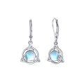wholesale 925 Sterling Silver Moonstone & Turquoise Triquetra Drop Earrings for Women-0-0