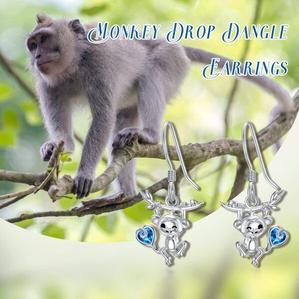 Sterling Silver Monkey Earrings-1