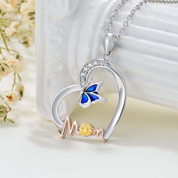 Sterling Silver Heart Butterfly Necklace-3