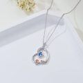 wholesale 925 Sterling Silver Blue Enamel Butterfly Mom Pendant Necklace for Women-0-4