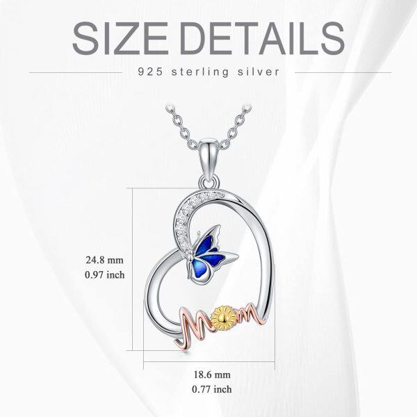 Sterling Silver Heart Butterfly Necklace-5