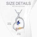 wholesale 925 Sterling Silver Blue Enamel Butterfly Mom Pendant Necklace for Women-0-5